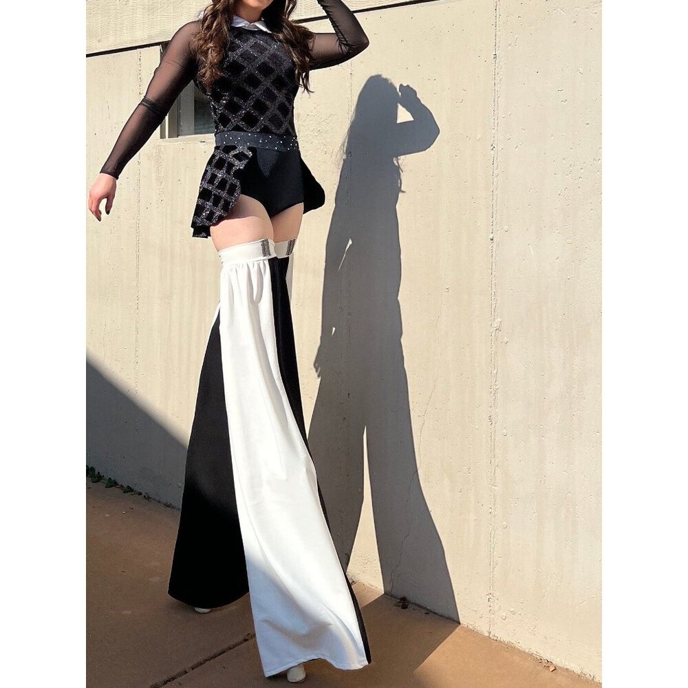 Stilt Walker Costume Classic Circus Black and White Ready to Ship Stilt Set